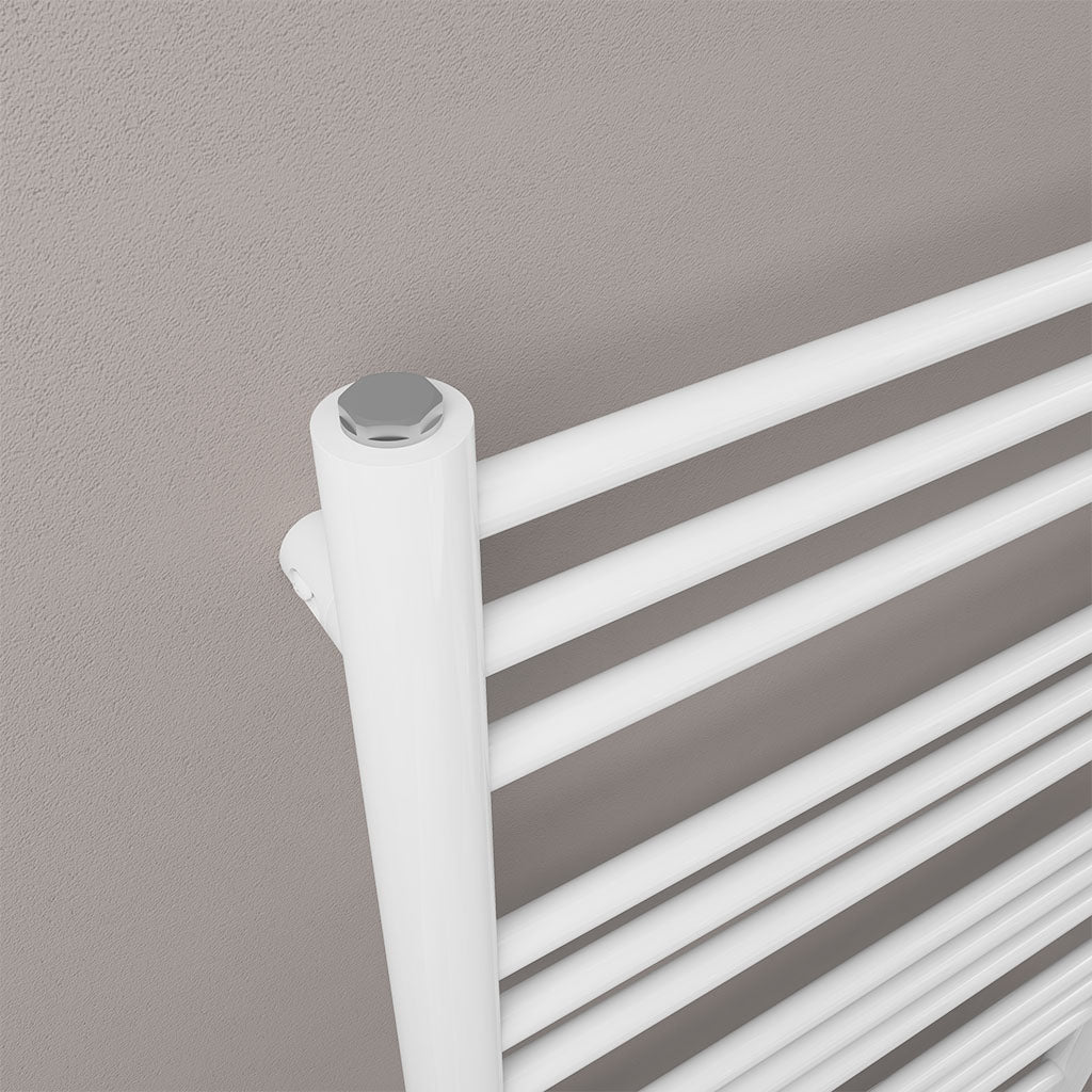 Eastbrook Biava Electric Round Straight Gloss White Towel Rail 600mm x 500mm Close Up Image 41.0157-ELE