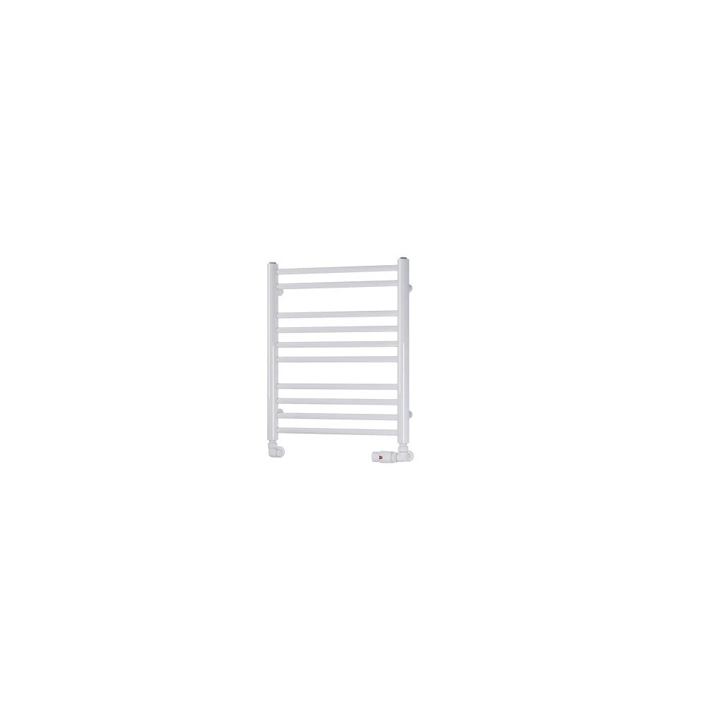 Eastbrook Biava Electric Round Straight Gloss White Towel Rail 600mm x 500mm Cut Out Image 41.0157-ELE