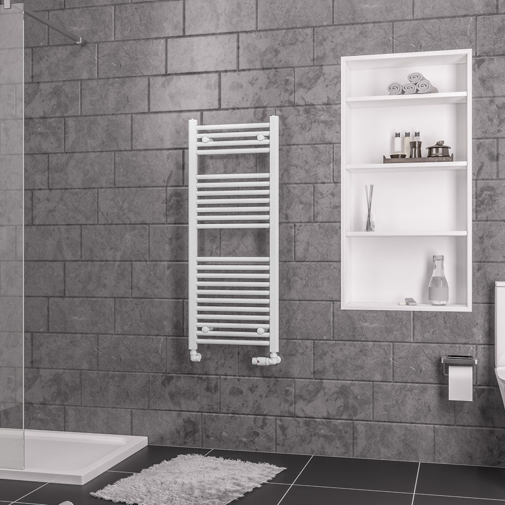 Eastbrook Biava Electric Straight Gloss White Towel Rail 1118mm x 450mm 41.0282-ELE