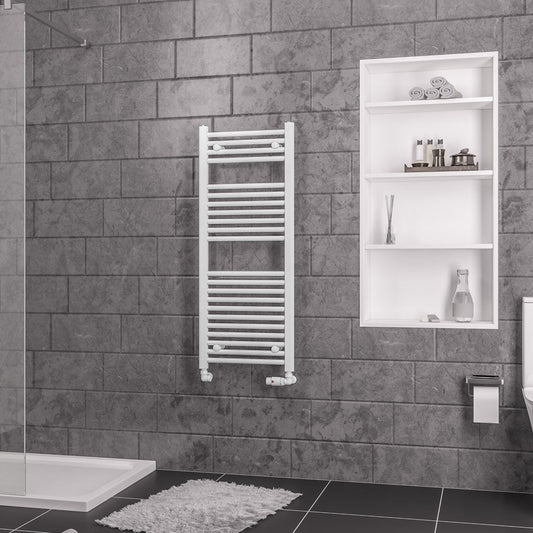 Eastbrook Biava Electric Straight Gloss White Towel Rail 1118mm x 450mm 41.0282-ELE