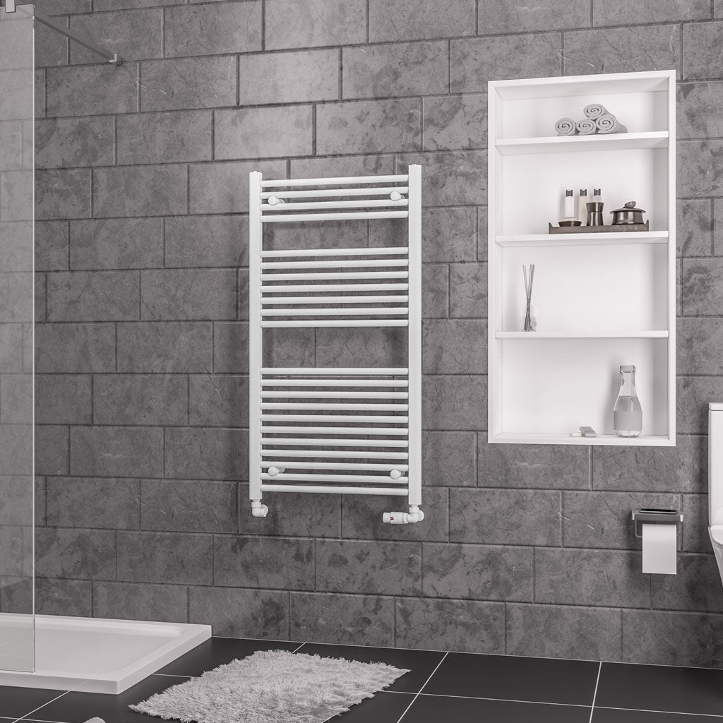 Eastbrook Biava Electric Straight Gloss White Towel Rail 1118mm x 600mm 41.0283-ELE