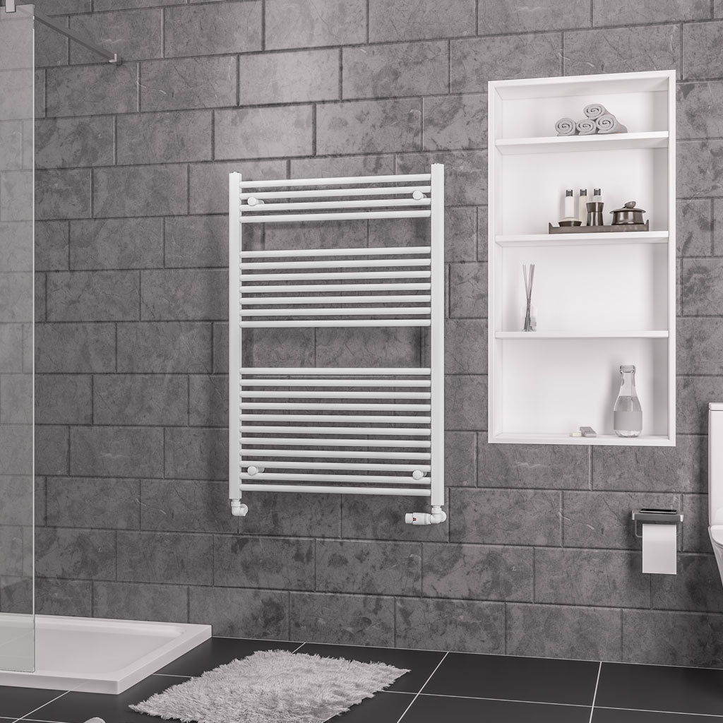 Eastbrook Biava Electric Straight Gloss White Towel Rail 1118mm x 750mm 41.0284-ELE