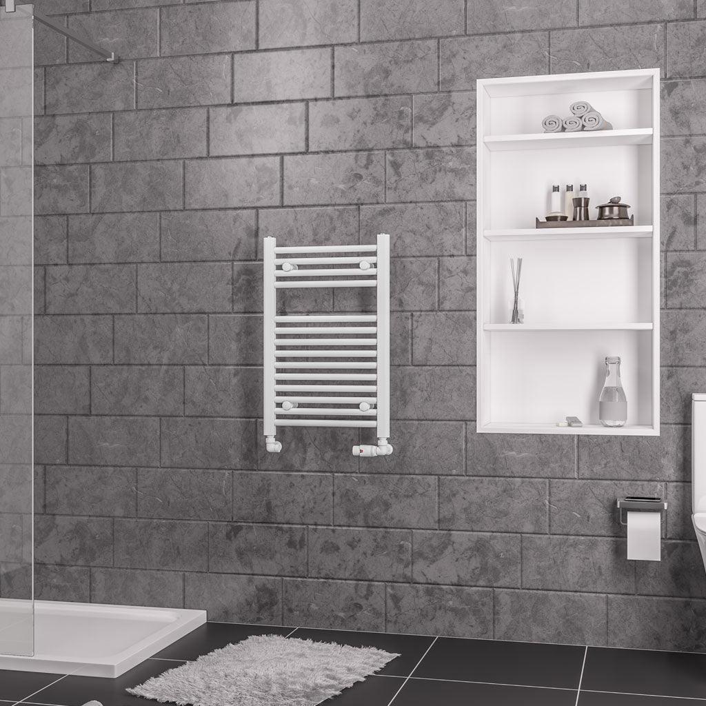 Eastbrook Biava Electric Straight Gloss White Towel Rail 688mm x 450mm 41.0279-ELE