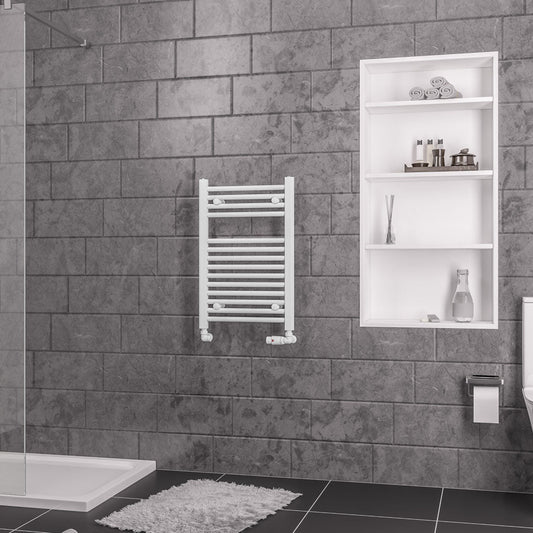 Eastbrook Biava Electric Straight Gloss White Towel Rail 688mm x 450mm 41.0279-ELE