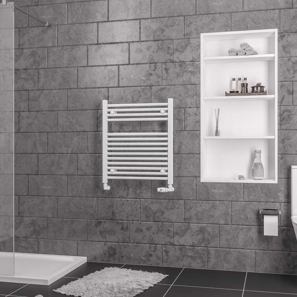 Eastbrook Biava Electric Straight Gloss White Towel Rail 688mm x 600mm 41.0280-ELE