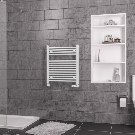 Eastbrook Biava Electric Straight Gloss White Towel Rail 688mm x 600mm 41.0280-ELE