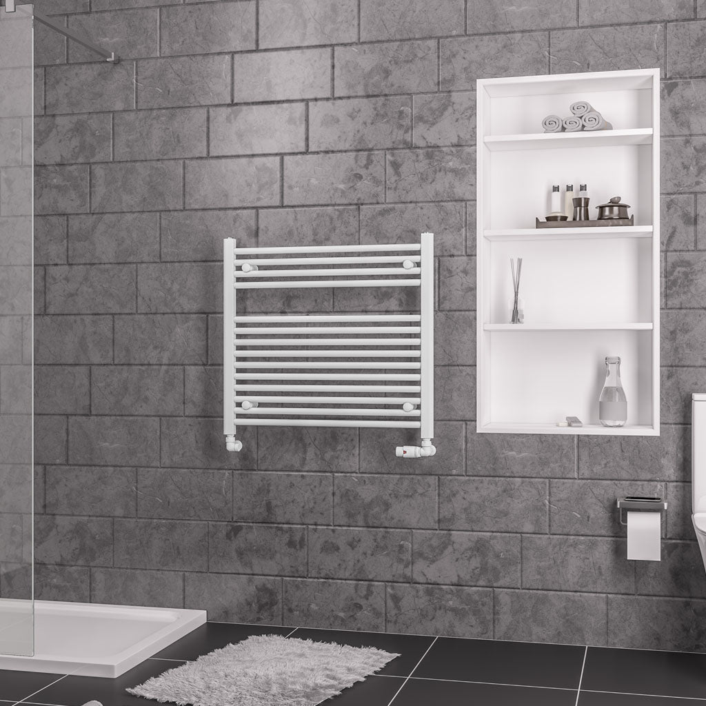 Eastbrook Biava Electric Straight Gloss White Towel Rail 688mm x 750mm 41.0281-ELE