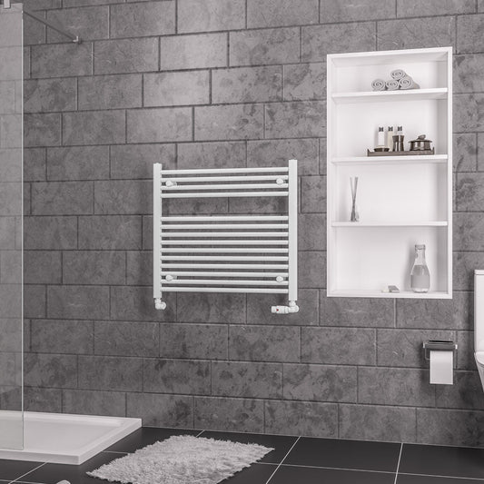 Eastbrook Biava Electric Straight Gloss White Towel Rail 688mm x 750mm 41.0281-ELE