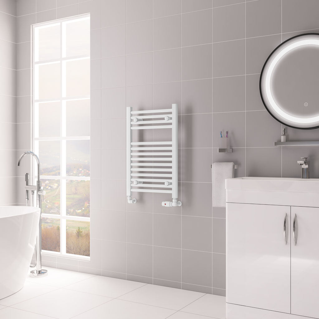 Eastbrook Biava Hidden Vent Straight Gloss White Towel Rail 688mm x 450mm 61.0085