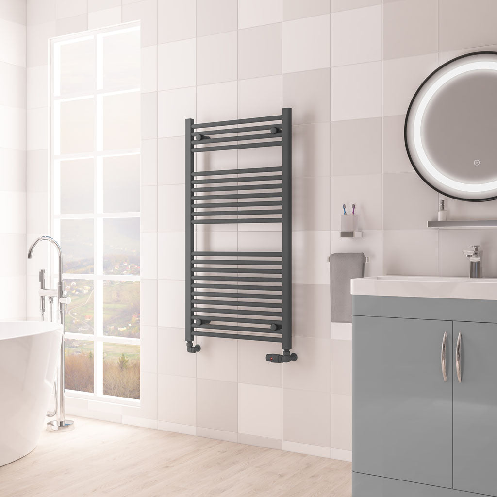 Eastbrook Biava Hidden Vent Straight Matt Anthracite Towel Rail 1118mm x 600mm 61.0099