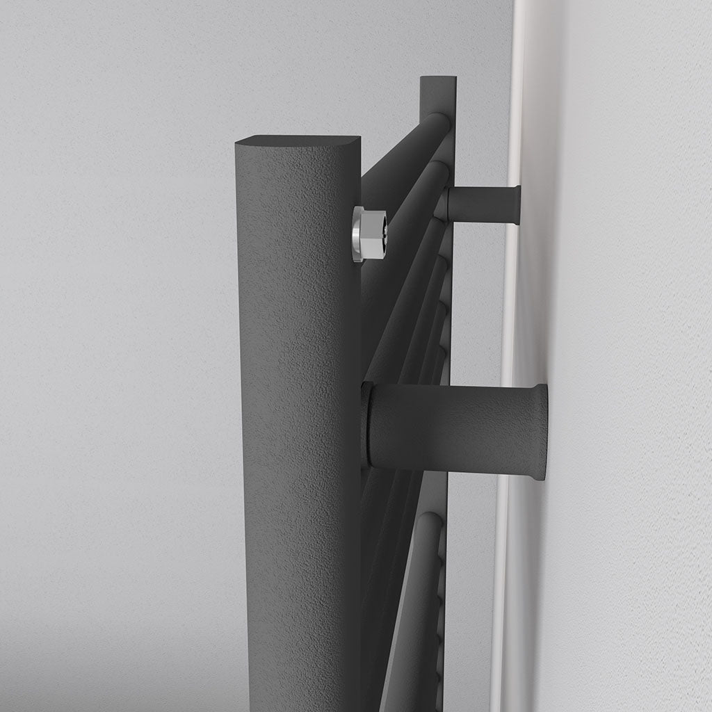 Eastbrook Biava Hidden Vent Straight Matt Anthracite Towel Rail 1118mm x 600mm Close Up Image Side 61.0099