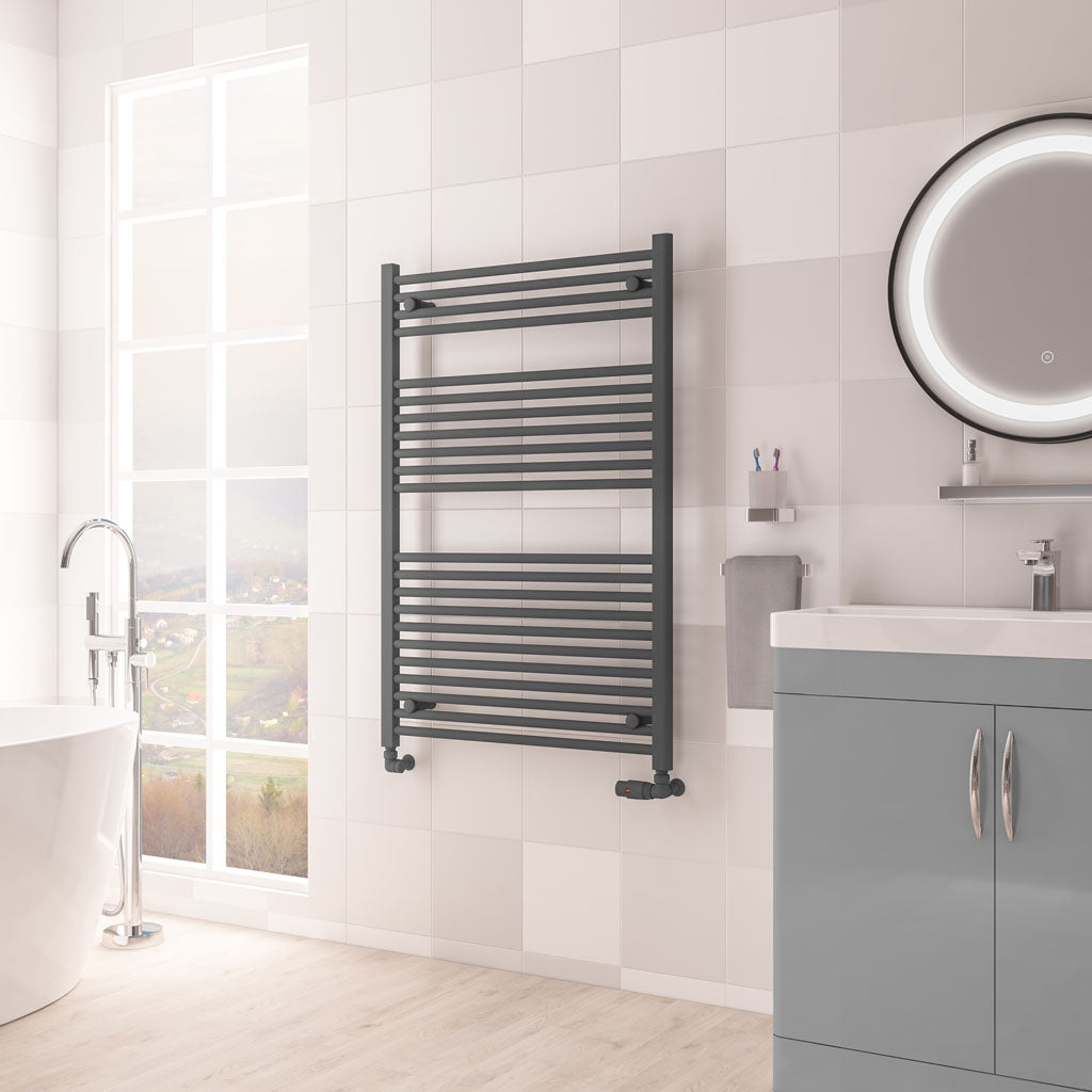 Eastbrook Biava Hidden Vent Straight Matt Anthracite Towel Rail 1118mm x 750mm 61.0100