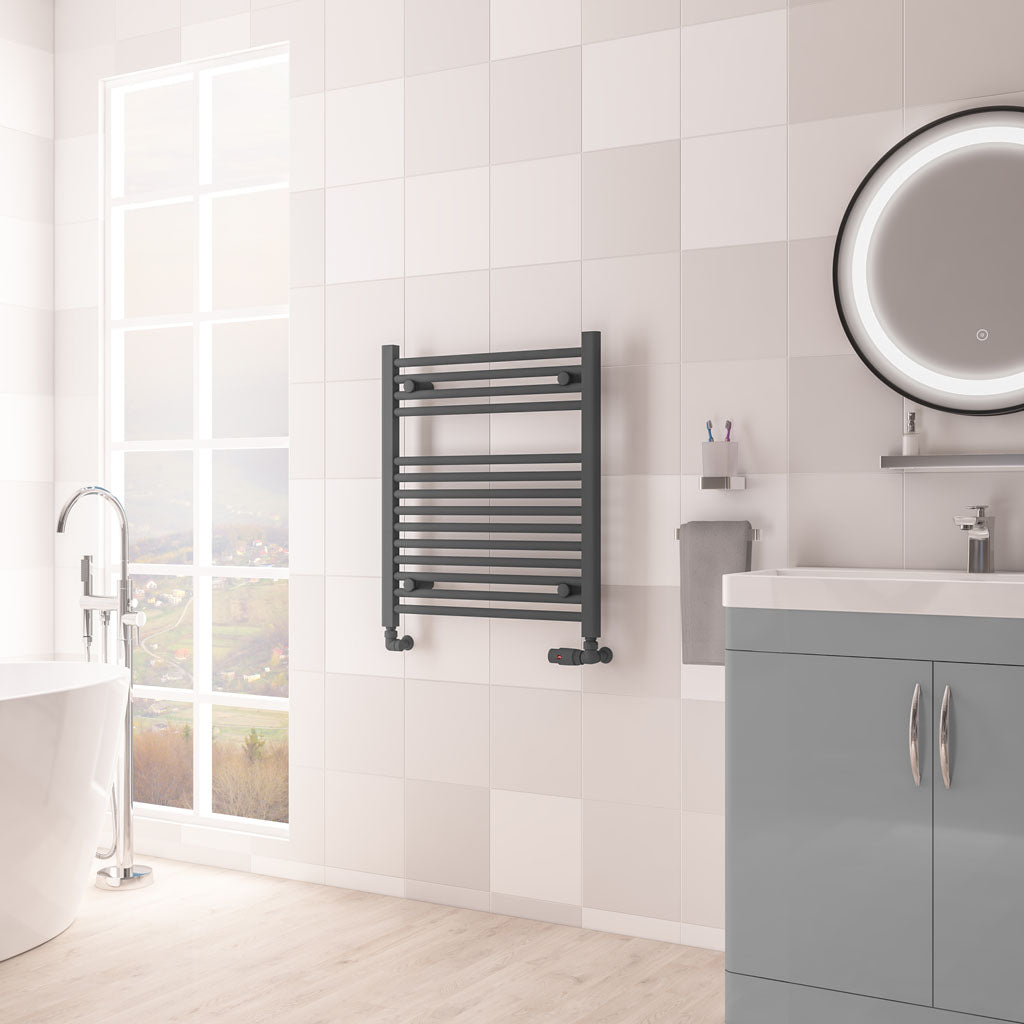 Eastbrook Biava Hidden Vent Straight Matt Anthracite Towel Rail 688mm x 600mm 61.0096