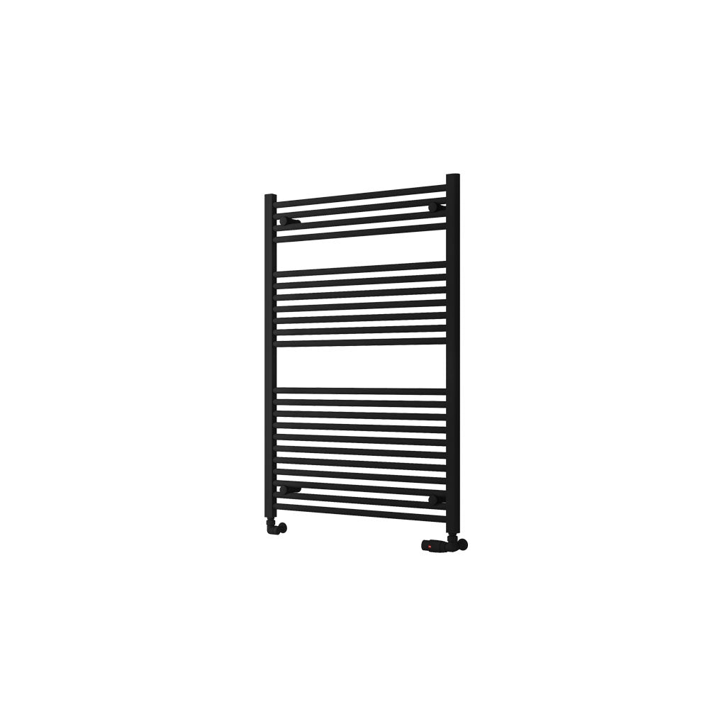 Eastbrook Biava Hidden Vent Straight Matt Black Towel Rail 1118mm x 750mm Cut Out Image 61.0110