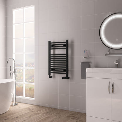 Eastbrook Biava Hidden Vent Straight Matt Black Towel Rail 688mm x 450mm 61.0105