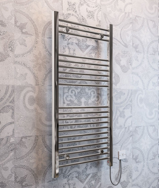 Eastbrook Biava Straight Chrome Dry Electric Towel Rail With Integrated On/Off Button 1100mm x 500mm 47.0015