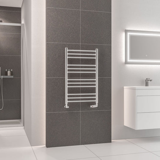 Eastbrook Corinium Electric Round Straight Chrome Towel Rail 800mm x 500mm 89.1566-ELE