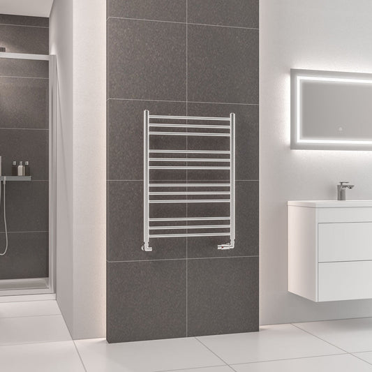 Eastbrook Corinium Electric Round Straight Chrome Towel Rail 800mm x 600mm 89.1567-ELE