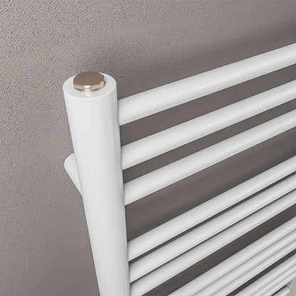 Eastbrook Corinium Electric Round Straight Gloss White Towel Rail 1200mm x 500mm Close Up Image 89.1544-ELE