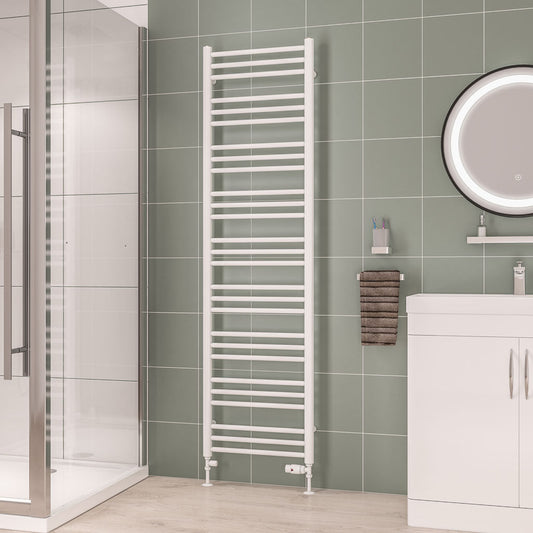 Eastbrook Corinium Electric Round Straight Gloss White Towel Rail 1800mm x 500mm 89.1546-ELE