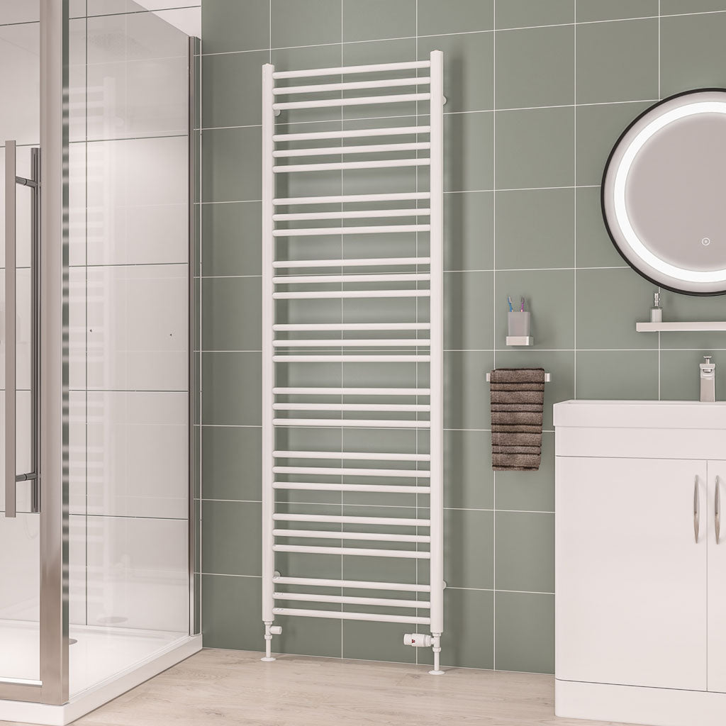Eastbrook Corinium Electric Round Straight Gloss White Towel Rail 1800mm x 600mm 89.1547-ELE