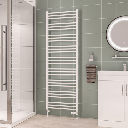 Eastbrook Corinium Electric Round Straight Gloss White Towel Rail 1800mm x 600mm 89.1547-ELE