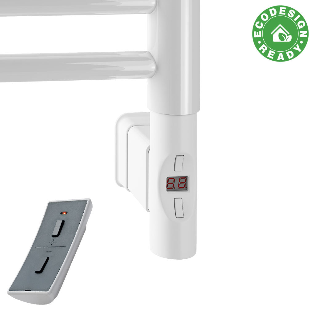 Eastbrook Corinium Electric Round Straight Gloss White Towel Rail 800mm x 500mm 89.1542-ELE-8.359