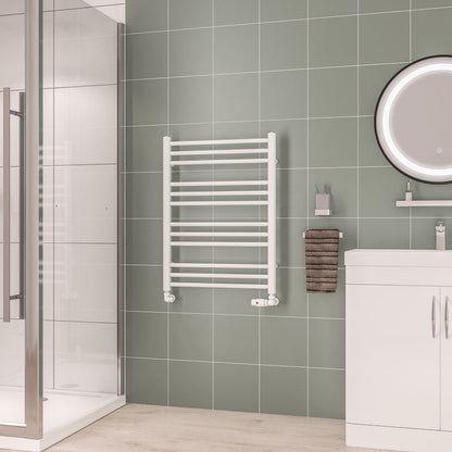 Eastbrook Corinium Electric Round Straight Gloss White Towel Rail 800mm x 600mm 89.1543-ELE