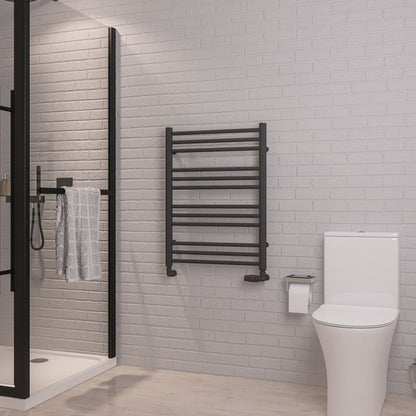 Eastbrook Corinium Electric Round Straight Matt Anthracite Towel Rail 800mm x 600mm 89.1555-ELE