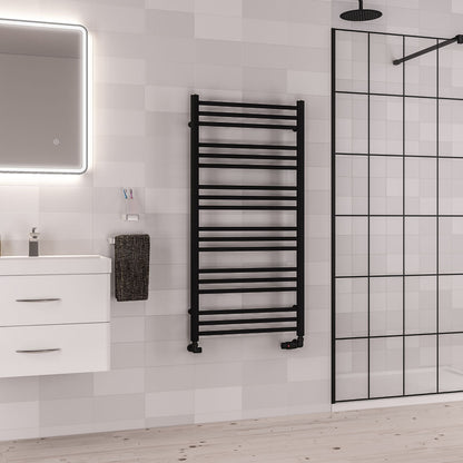 Eastbrook Corinium Electric Round Straight Matt Black Towel Rail 1200mm x 600mm 89.1563-ELE