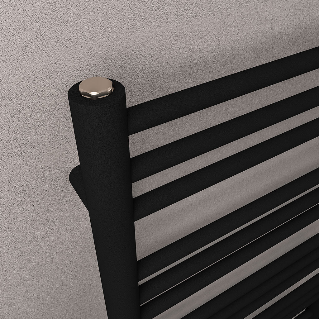 Eastbrook Corinium Electric Round Straight Matt Black Towel Rail 1200mm x 600mm Close Up Image 89.1563-ELE