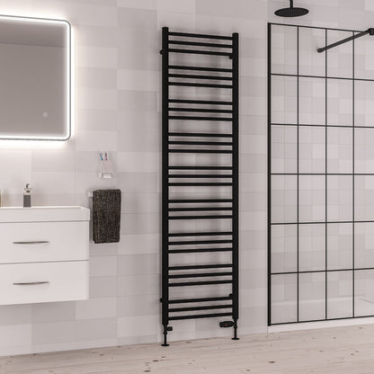 Eastbrook Corinium Electric Round Straight Matt Black Towel Rail 1800mm x 500mm 89.1564-ELE