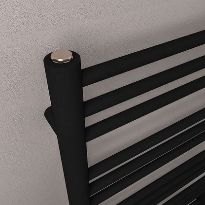 Eastbrook Corinium Electric Round Straight Matt Black Towel Rail 1800mm x 600mm Close Up Image 89.1565-ELE