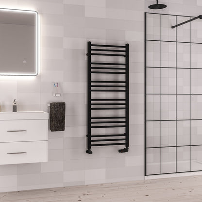 Eastbrook Corinium Round Straight Matt Black Towel Rail 1200mm x 500mm 89.1562