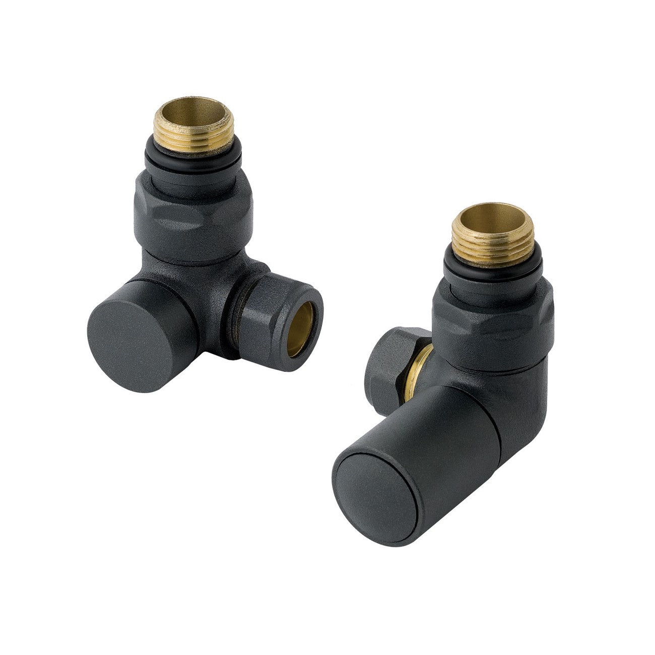 Eastbrook Corner Matt Anthracite Manual Radiator Valves 15mm (Pair) 41.3018