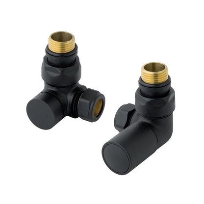 Eastbrook Corner Matt Black Manual Radiator Valves 15mm (Pair) 41.3019