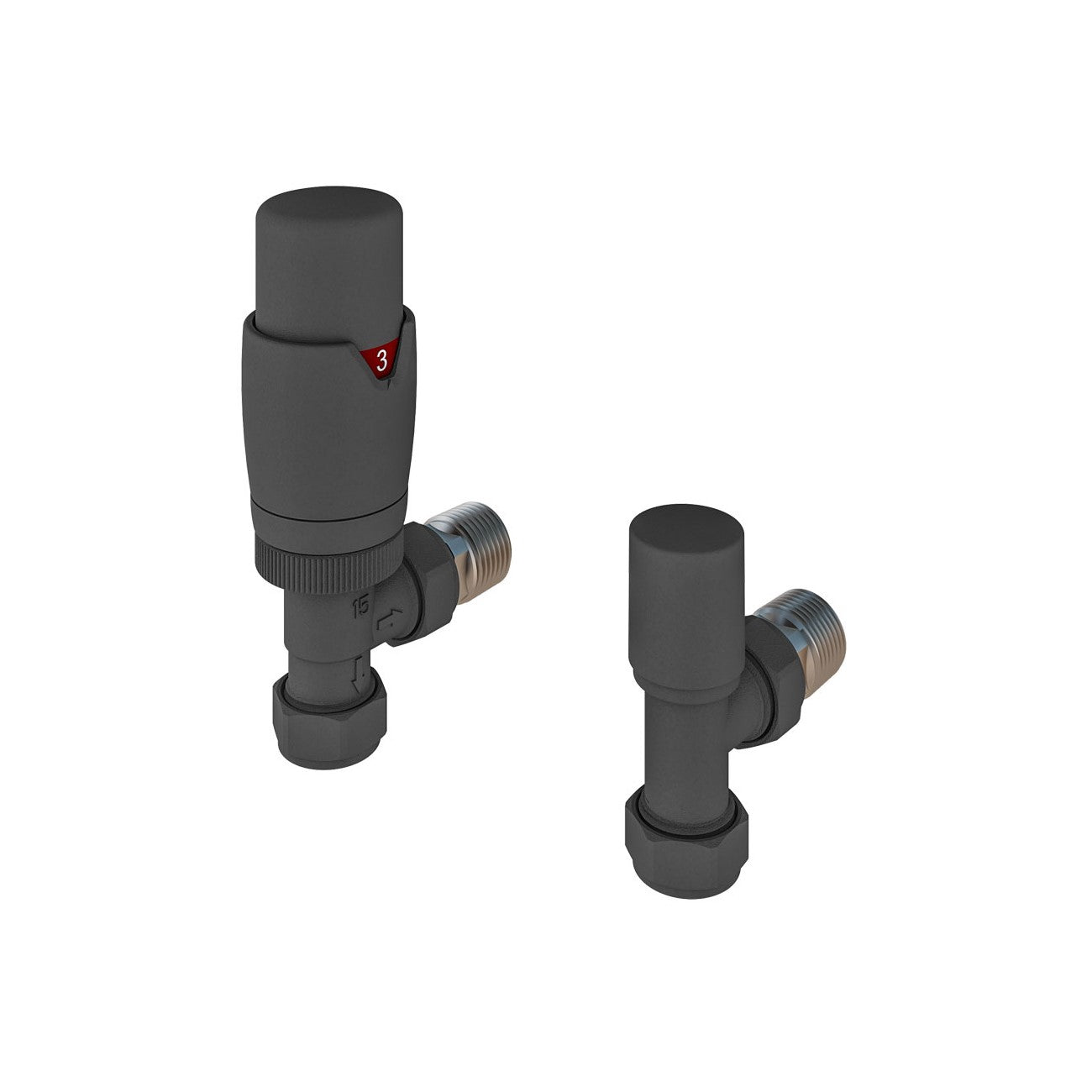 Eastbrook Darlington Angled Matt Anthracite Bi-Directional TRV with Lockshield 15mm (pair) 54.0017