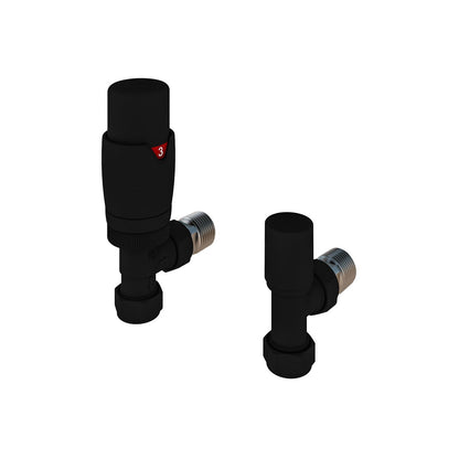 Eastbrook Darlington Angled Matt Black Bi-Directional TRV with Lockshield 15mm (pair) 54.0018