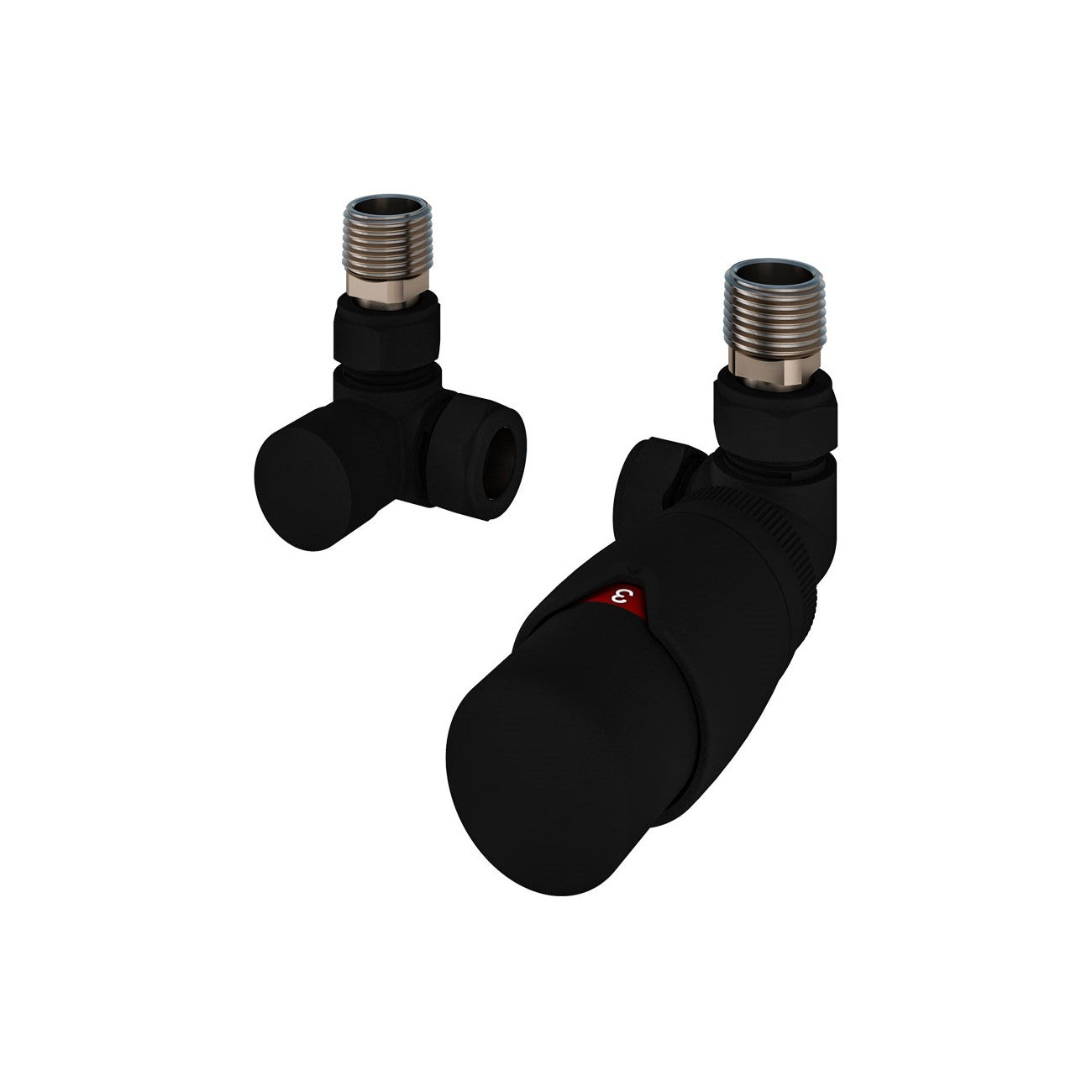 Eastbrook Darlington Corner Matt Black Bi-Directional TRV with Lockshield 15mm (pair) 54.0024