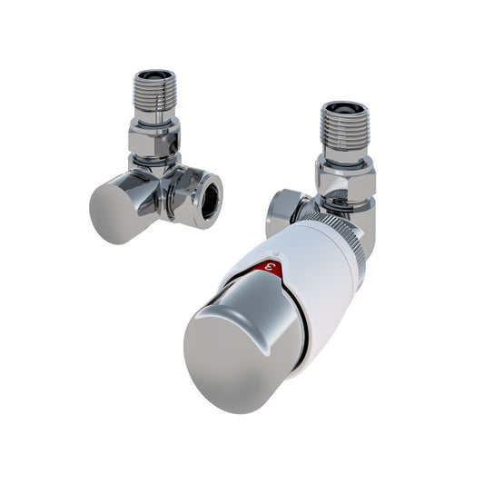 Eastbrook Darlington Corner White/Chrome Bi-Directional TRV with Lockshield 15mm (pair) 54.0007