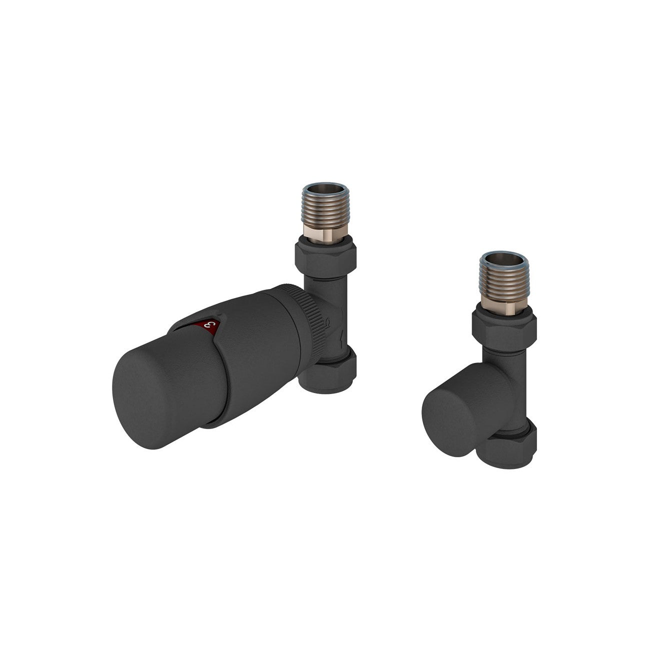 Eastbrook Darlington Straight Matt Anthracite Bi-Directional TRV with Lockshield 15mm (pair) 54.0020