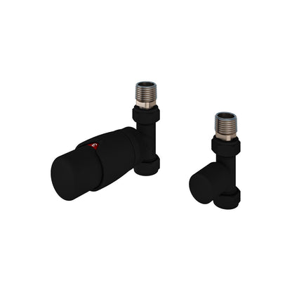 Eastbrook Darlington Straight Matt Black Bi-Directional TRV with Lockshield 15mm (pair) 54.0021