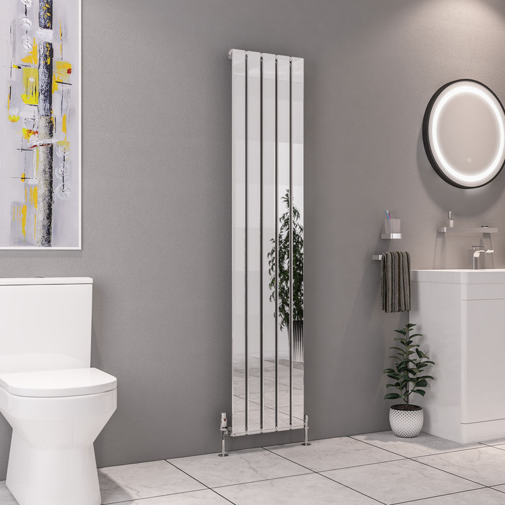 Eastbrook Deddington Chrome Vertical Single Panel Designer Radiator 1800mm x 390mm 89.1523