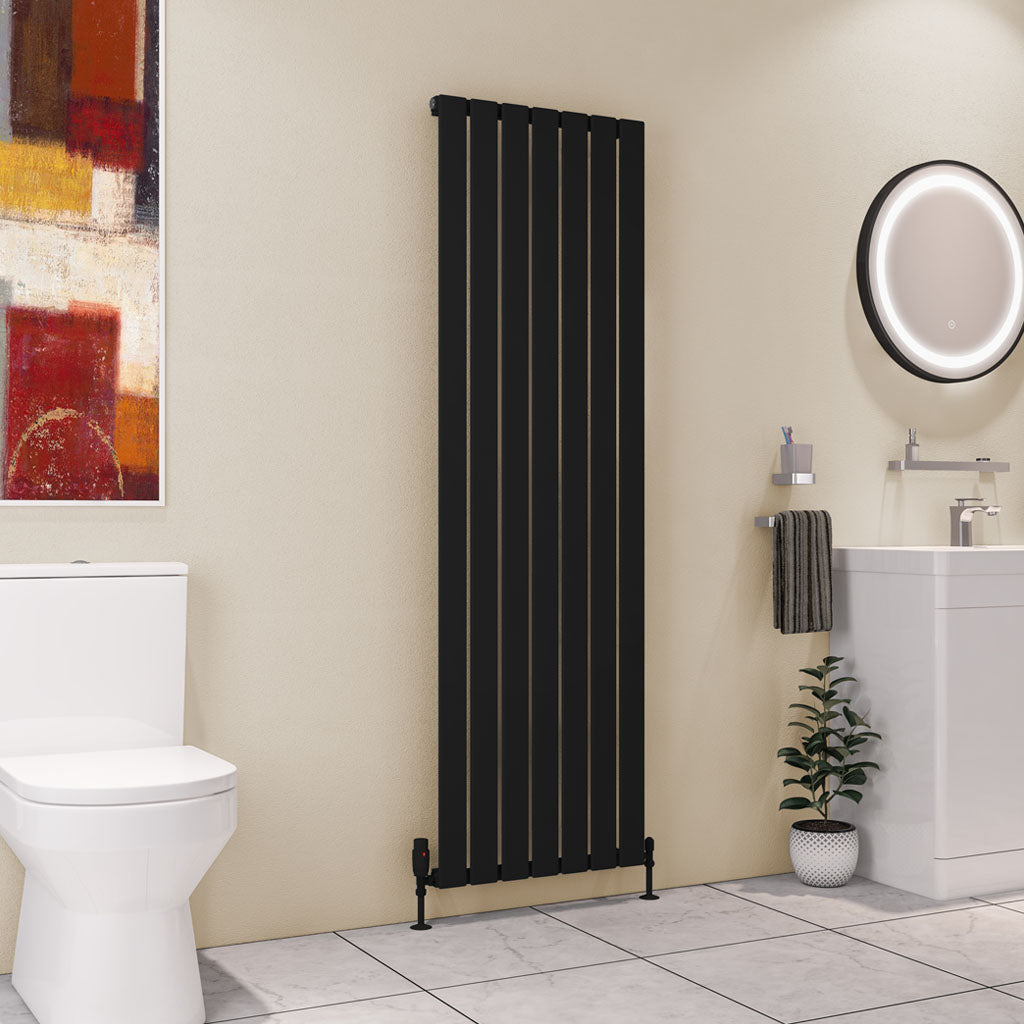Eastbrook Deddington Matt Black Vertical Single Panel Designer Radiator 1800mm x 550mm 89.1518