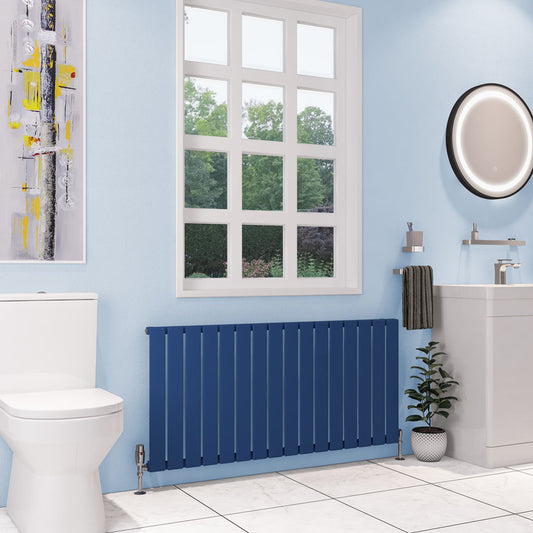 Eastbrook Deddington Matt Cobalt Blue Horizontal Single Panel Designer Radiator 600mm x 1270mm 89.1506