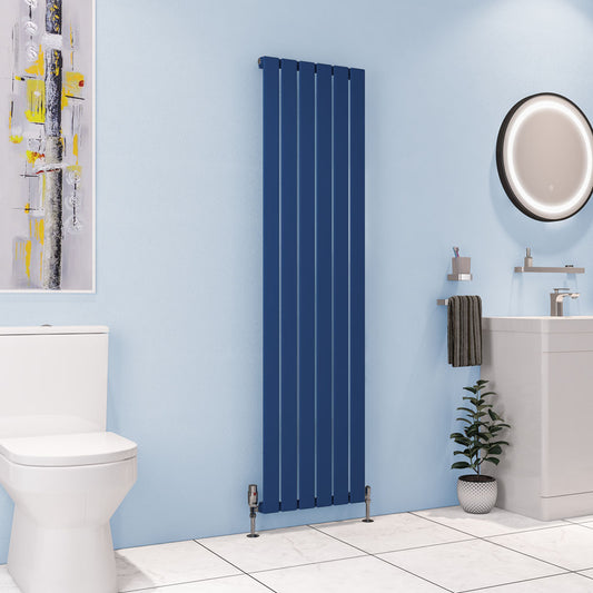 Eastbrook Deddington Matt Cobalt Blue Vertical Single Panel Designer Radiator 1800mm x 470mm 89.1521