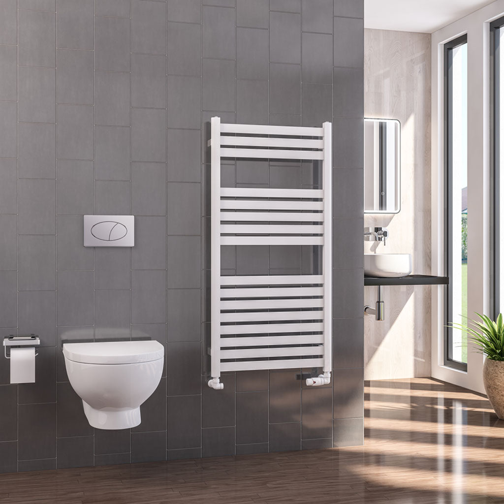 Eastbrook Defford Electric Gloss White Designer Towel Rail 1200mm x 600mm 89.1277-ELE
