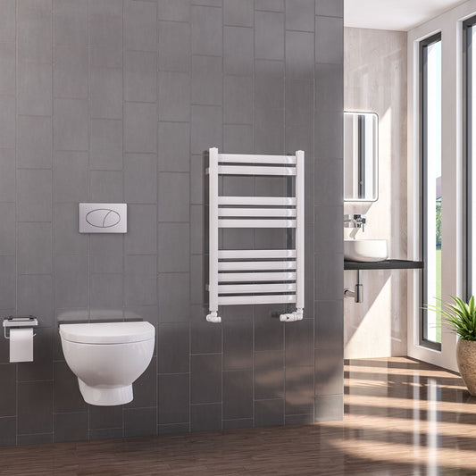 Eastbrook Defford Electric Gloss White Designer Towel Rail 800mm x 500mm 89.1274-ELE