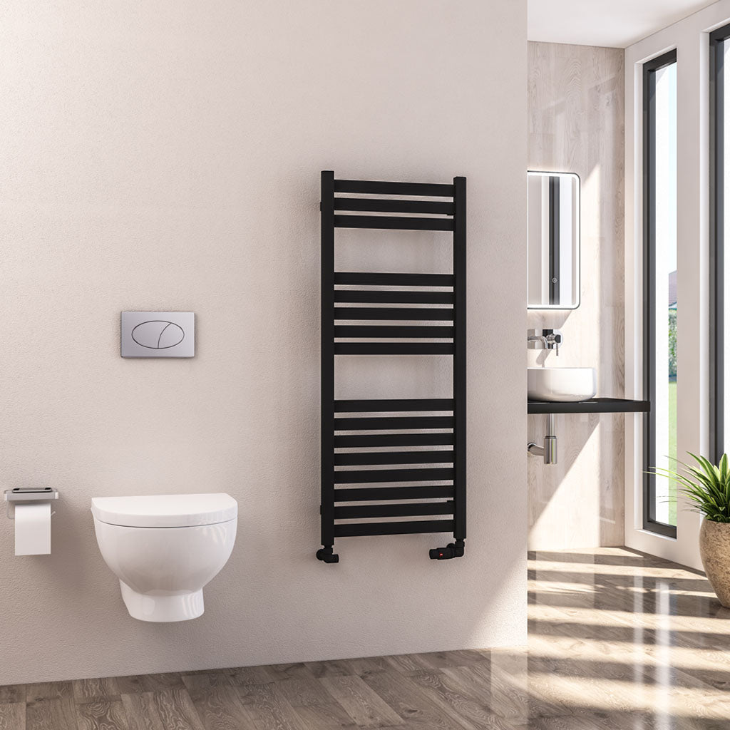 Eastbrook Defford Electric Matt Black Designer Towel Rail 1200mm x 500mm 89.1294-ELE