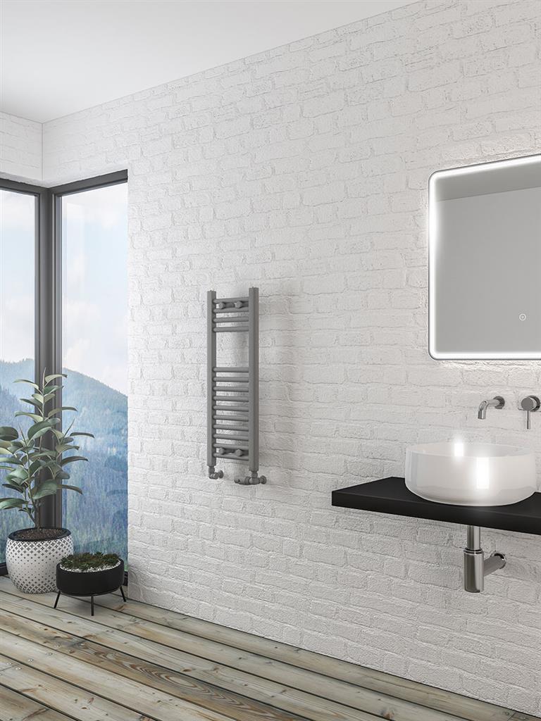Eastbrook Electric Wingrave Straight Matt Grey Towel Rail 800mm x 300mm 89.1415-ELE